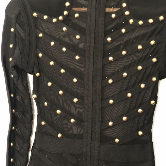 Black studded body con dress - Picture 5 of 6